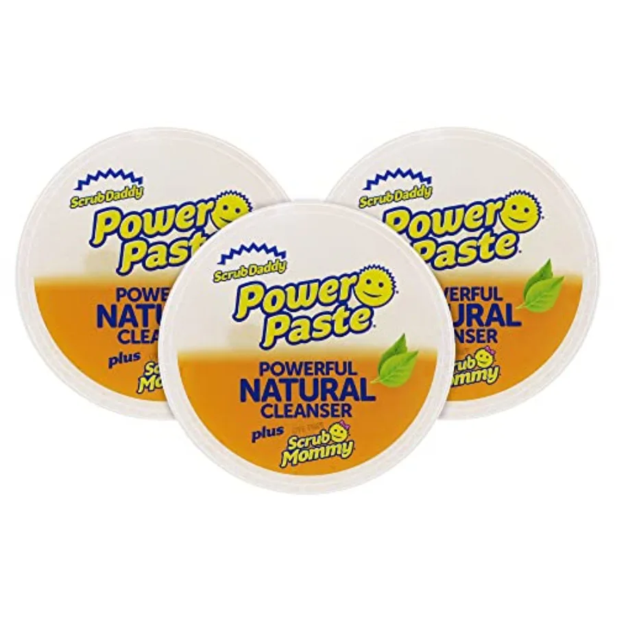 Kit de Pasta de Limpieza Multiusos Scrub Daddy PowerPaste - Limpiador Natural + Scrub Mommy Sin Colorantes - 1 Unidad, Paquete de 3 para una Limpieza Eficaz