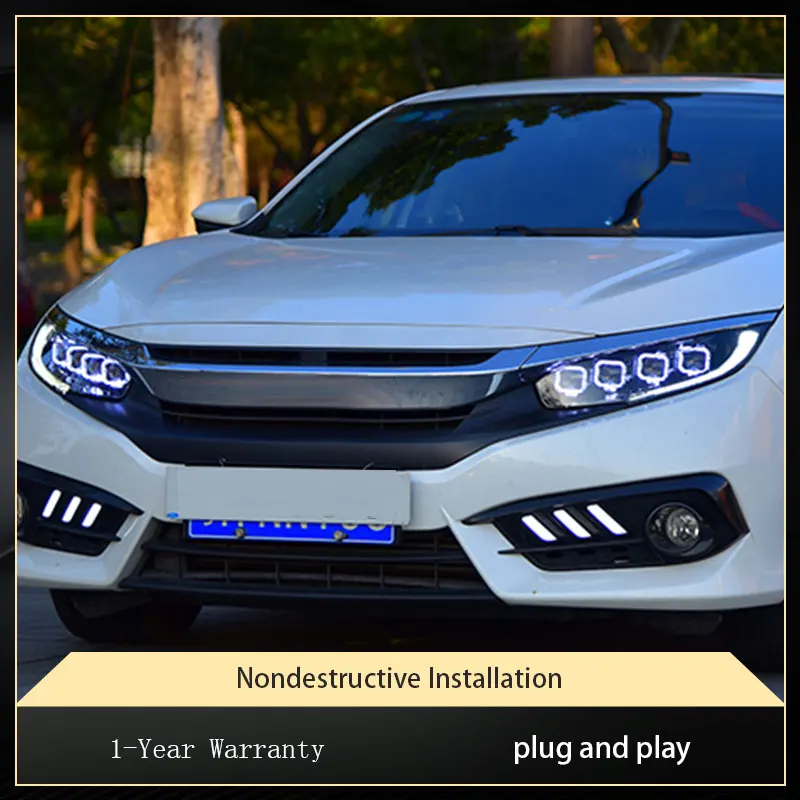 Car Lights For Honda Civic G10 2016 2017 2018 2019 2020 Auto Headlights Assembly Upgrade LED DRL Front Lamp Dynamic Accessories