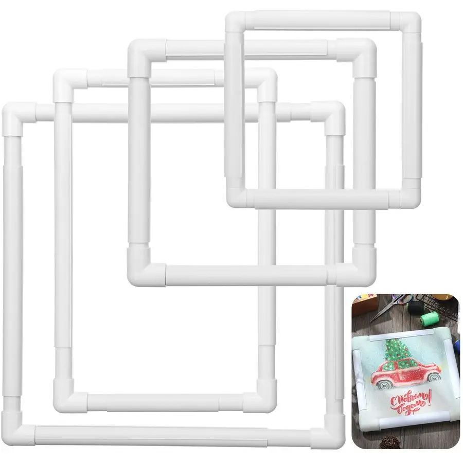 

Pieces Square Embroidery Hoop Snap Embroidery Frame Cross Stitch Frames and Hoops for Embroidery, DIY Sewing Tools, 8 x 8, 11 x