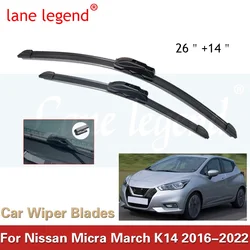 Car Front Wiper Blades For Nissan Micra March K14 2016 2017 2018 2019 2020 2021 2022 Windscreen Windshield Brushes Accessories