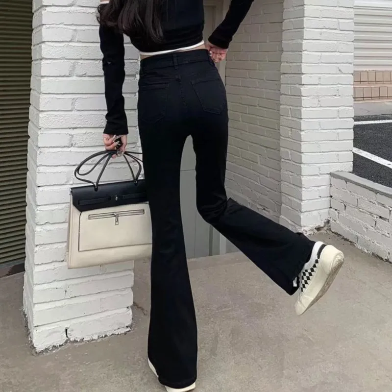 Black High-Waisted Skinny Denim Jeans Women\'s New Stretch Classic Sexy Flared Pants For Female