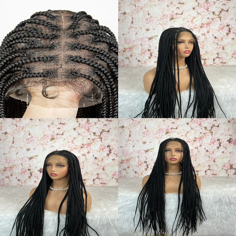 

Full Lace Synthetic Wigs Cornrow Braids 36 Inch Braided Wigs with Baby Hair Black 99J Long Braids Hair Wig Braid Women