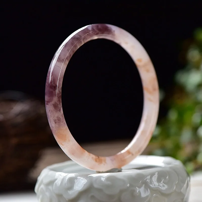 

Natural Violet Hand Carved Thin Round Jade Bracelet Fashion Boutique Jewelry Smoke Purple Women's Bracelet