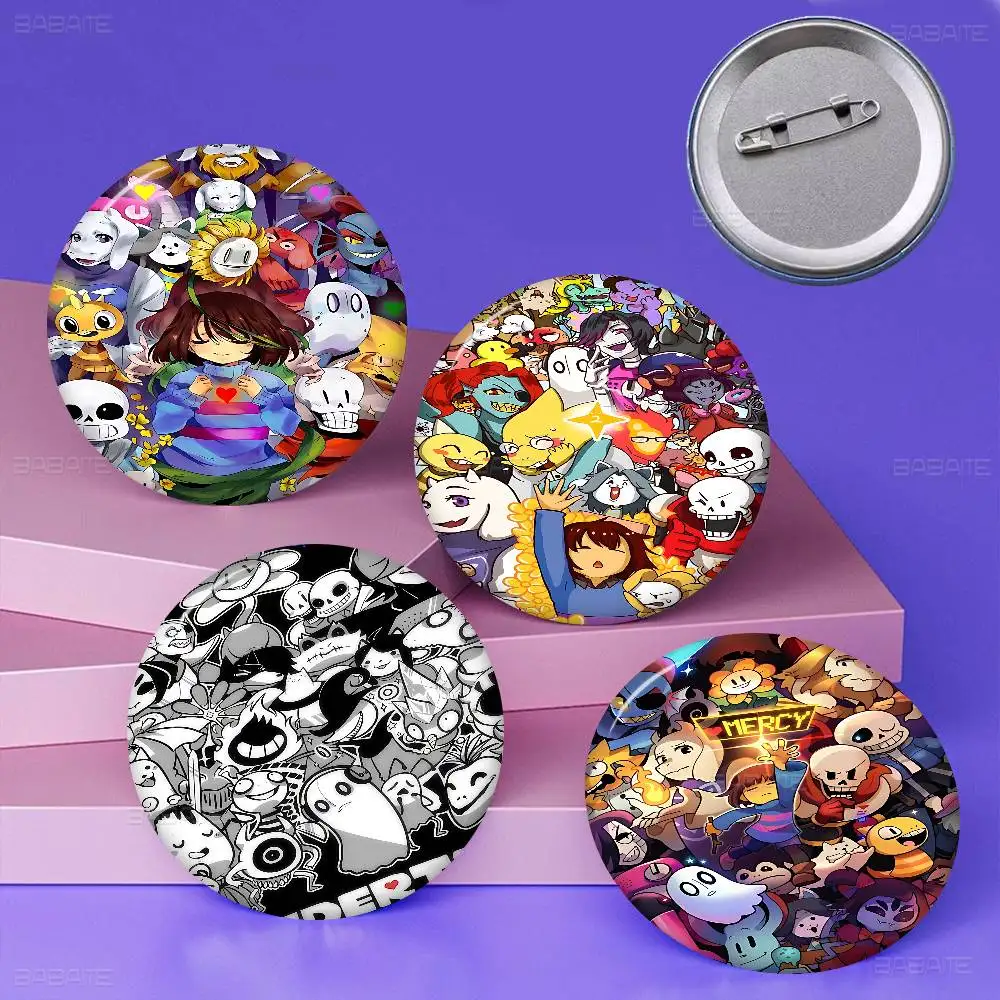 Anime Designs Game Undertale Vintage Photo Brooches Creative Round Badge Gifts Pins 32/44/58mm