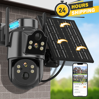 4K HD Outdoor Built-in Battery Dual Lens Solar WiFi Camera 2K Security Camera Solar Panel Wireless Video Surveillance CCTV iCSee