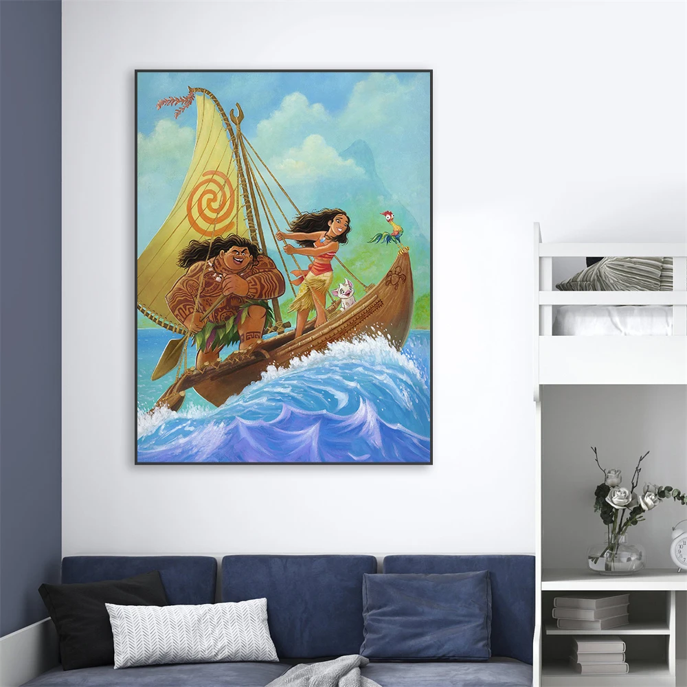 Disney Motivaitonal Princess Art Poster Moana Print Poster Disney Pinocchio Graffiti Canvas Painting Nursery Wall Decor Kid Gift