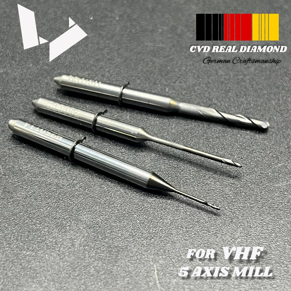 Z060-R2D-40 Z100-R2D-40 Z200-R3D-40 CVD с двойным тройным зубом и алмазным покрытием ZrO2 Резак радиуса для 5-осевых машин VHF