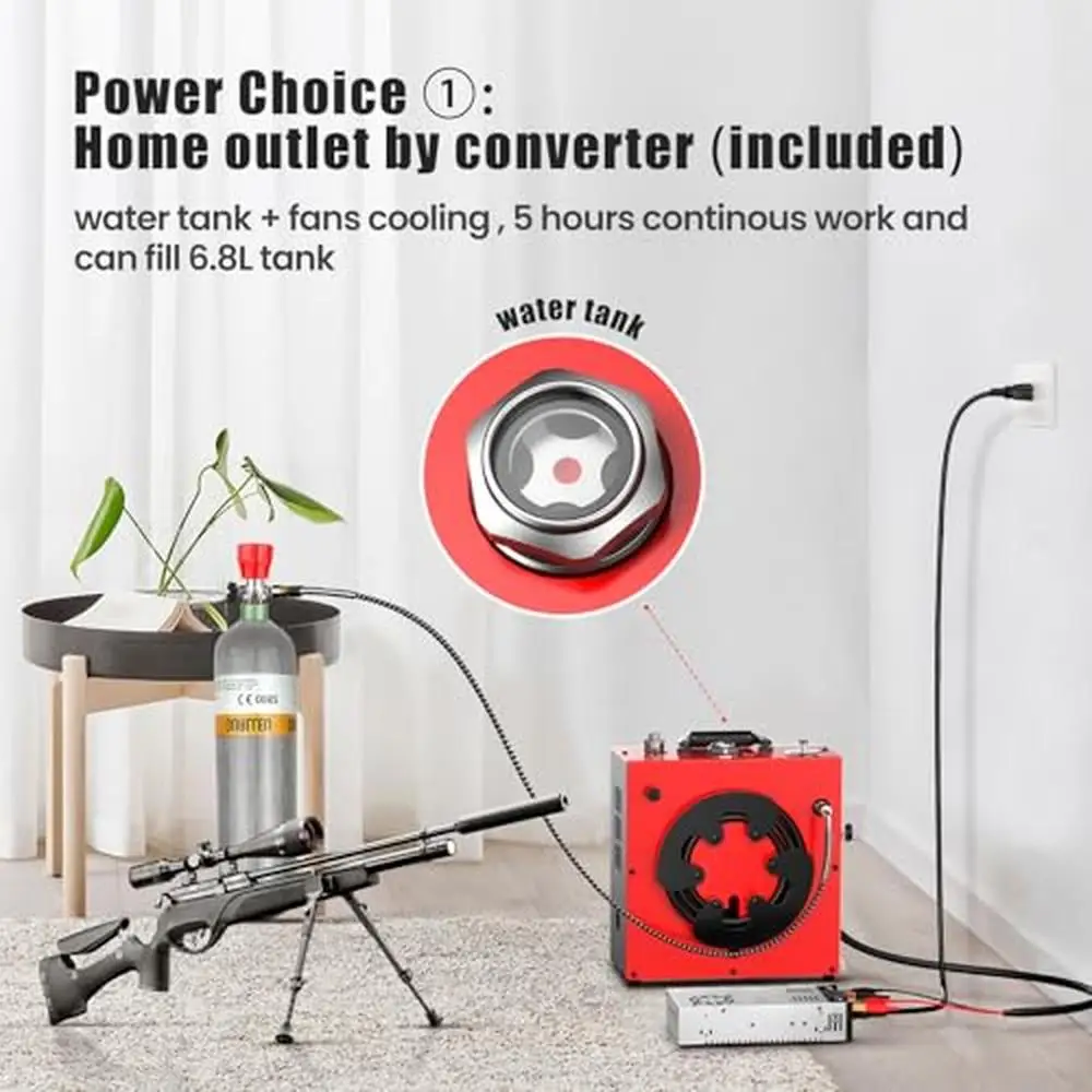 CS4 Portable 350W Air Compressor 5800Psi Max Pressure Double-Pointer Auto-Stop 5-Hour Cooling 12V DC Input 15% Faster Fill Speed