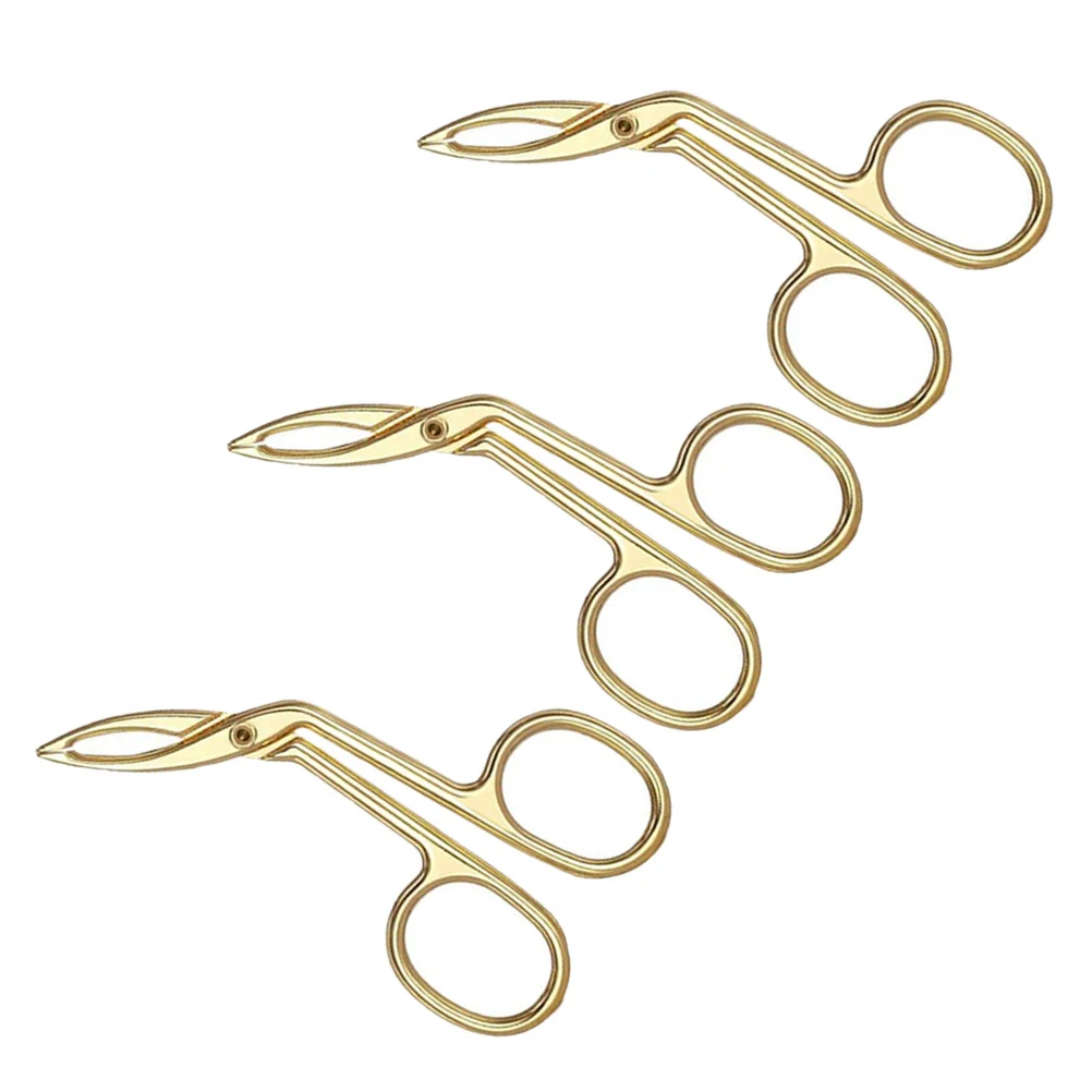 

3 Pcs Tweezers Golden Handle Slanted Edge Stainless Steel Easy Nose Hair Trimmer Clean Facial Hair Removal Craft Tool