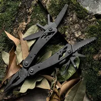 Outdoor Multi-Function Stainless Steel Plier Black Mini Folding Expandable Combination Knife Plier Emergency Tools Plier