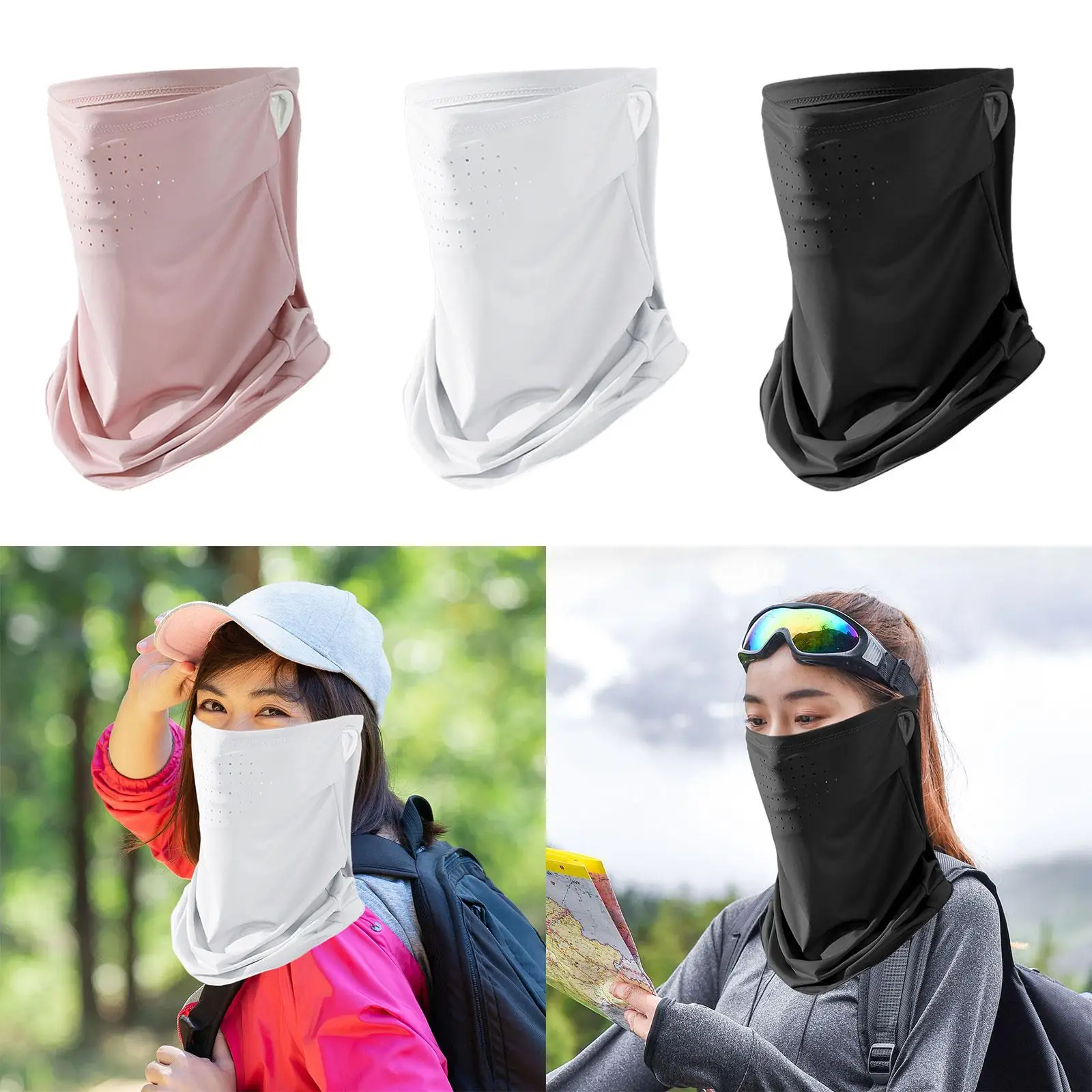Face Mask Covering Cooling Portable Ice Silk Balaclava Reusable Earloop Neck Gaiter Scarf for Summer Outdoor Sport Men and Women