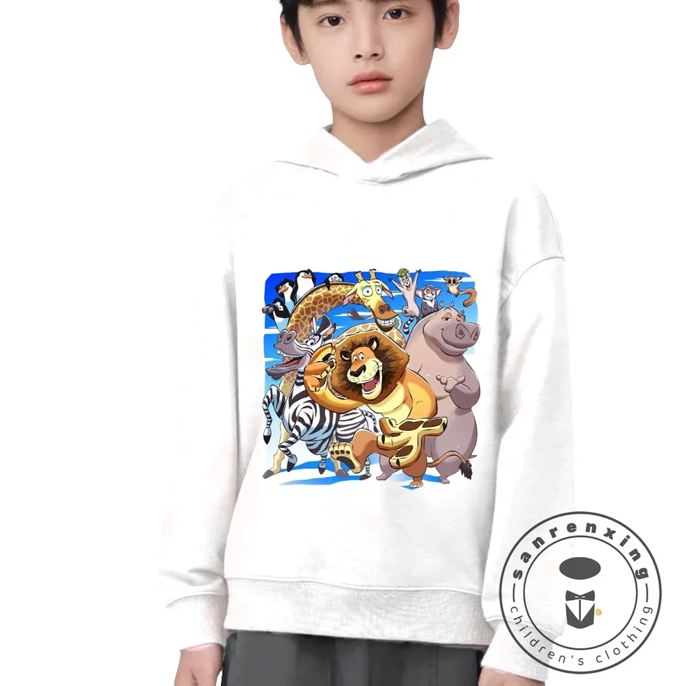 

New Children's Clothing Madagascar Hoodies for Kid's Print Cartoon Fashion Coft Hoodies Boys and Girls Gifts Birthday Clothing