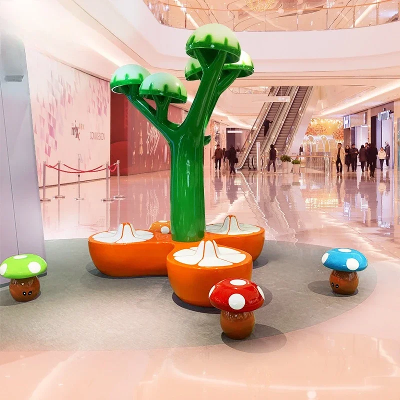 الألياف الزجاجية، شجرة الفطر، الجلوس الترفيهي، مركز التسوق، في الهواء الطلق، تشن جميل، نحت المناظر الطبيعية