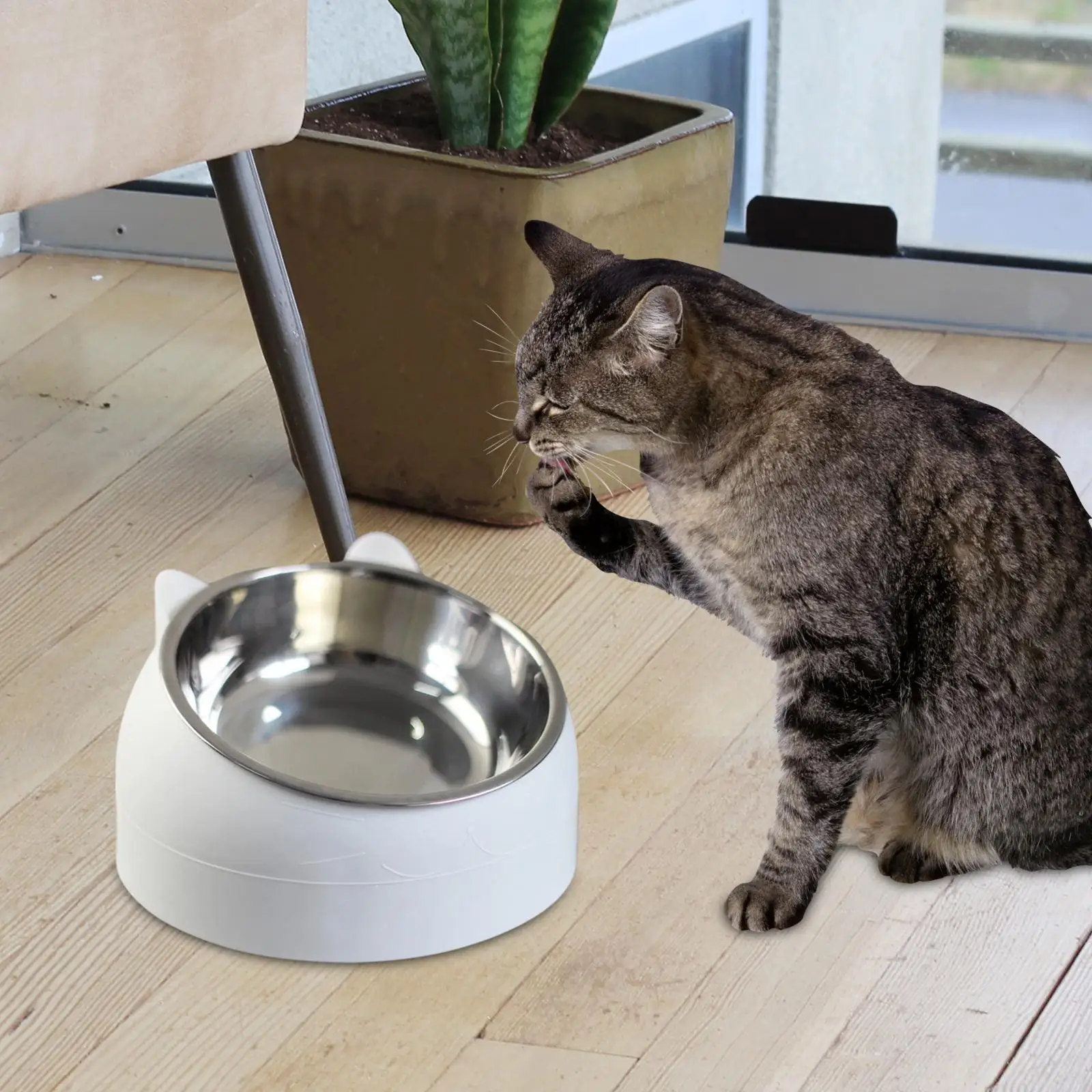 comedero elevado de acero inoxidable antideslizante perros y gatos - imagen 2