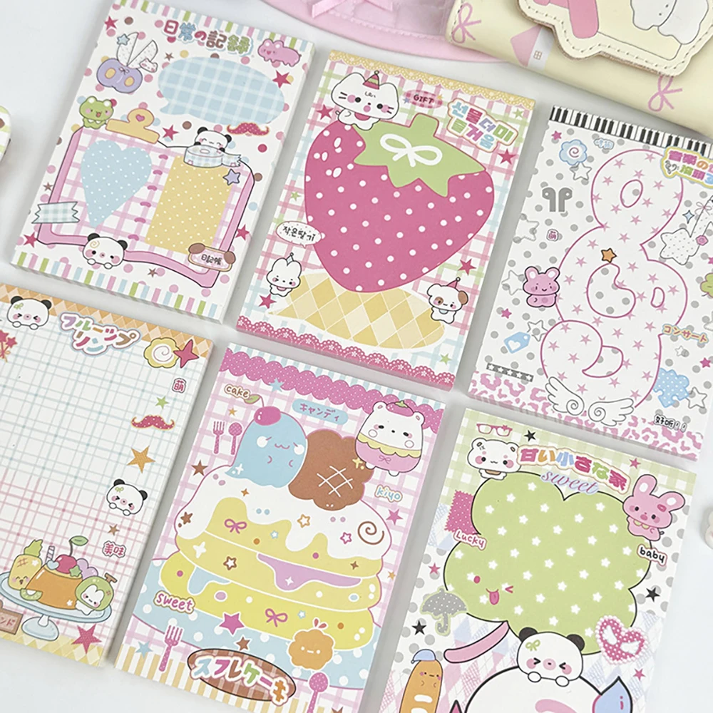3PCS Cartoon Kitten Memo, Cute and High Beauty Message Notebook, Student Account Decoration Material，Multiple Patterns