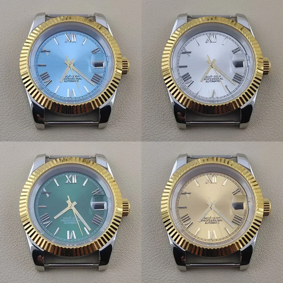 

NH35 Case 39mm Watch Case 28.5mm No Luminous Dial Stainless Steel Sapphire Glass Transparent Back For Datejust NH36 Movement