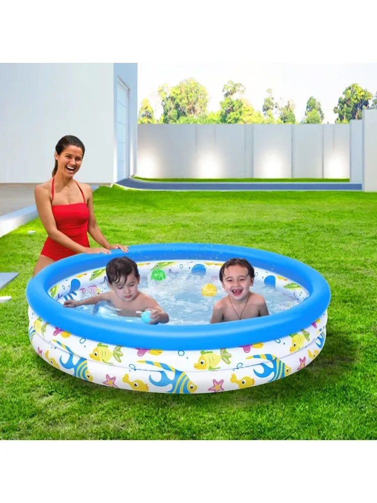 48x10In Inflatable Swimming Pool Blow Up Family Pool For 2 Kids Foldable Swim Ball Pool Center