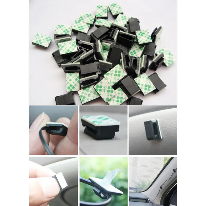 Lot 1000pcs Car Cable Clamp Strong 3M Wiring Fixer Clip Logger Wiring Buckle for Auto DVR Navigator Dash Cam Line Buckle Holder