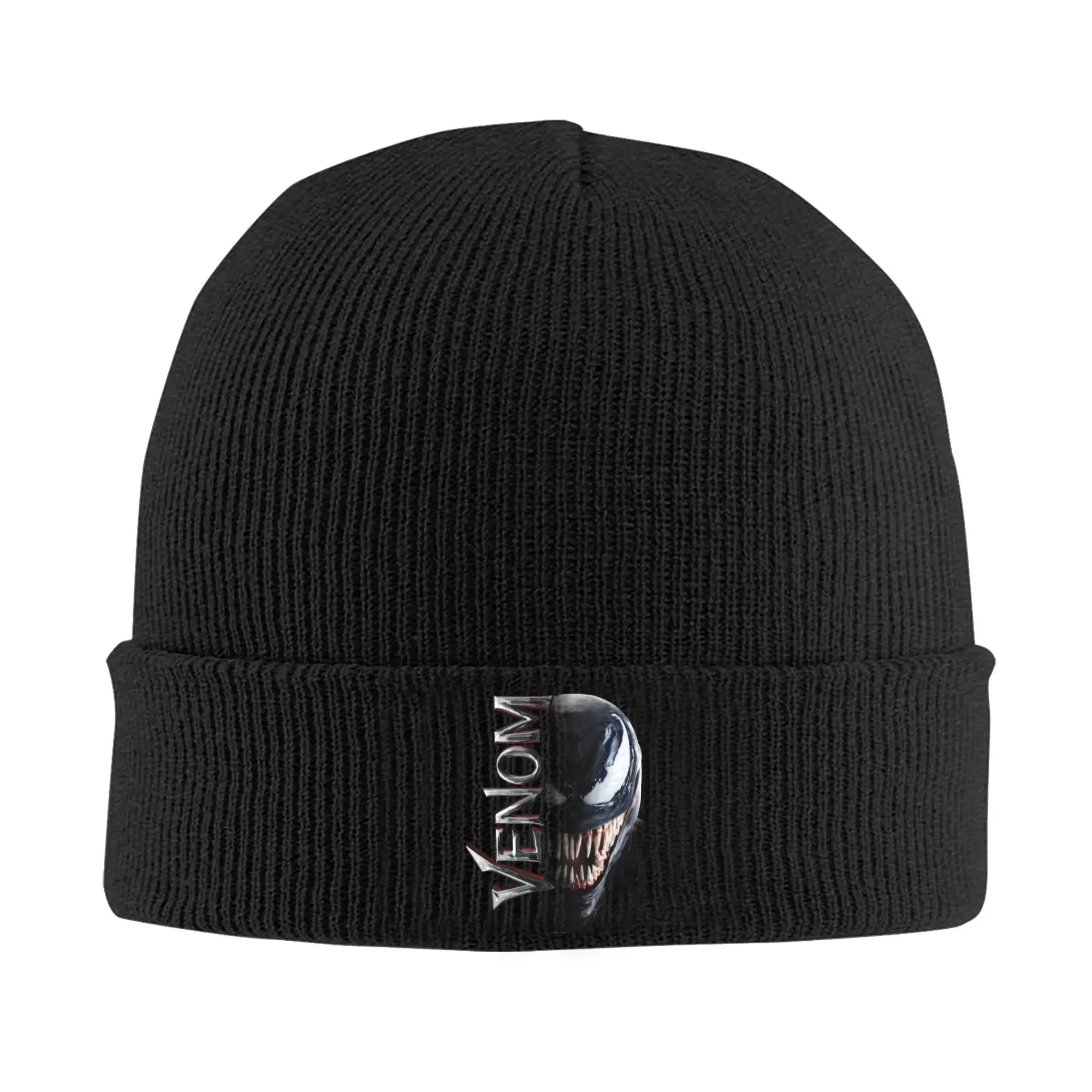 Custom Venom Face Bonnet Hats  Fashion Knitted Hat For Women Men Warm Winter  Skullies Beanies Caps