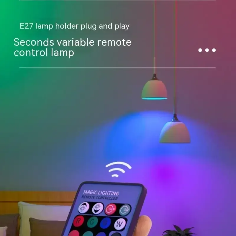 Неоновая светодиодная смарт-лампа для ночного освещения, 16 цветов, лампочка E27 RGB с дистанционным управлением, регулируемая Волшебная лампочка для бара, искусственное настроение для украшения комнаты