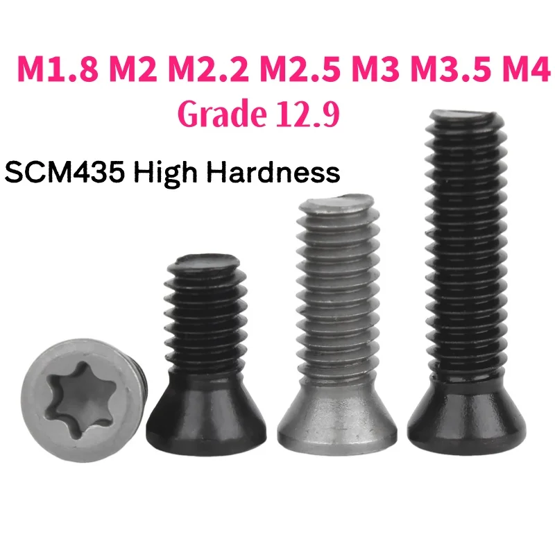 M1.8 M2~M4 SCM435 High-strength Black/Gray Grade 12.9 CNC Insert Torx Screw for Replaces Carbide Inserts CNC Lathe Tool Holder