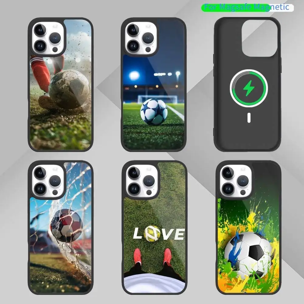 

F-Football S-Soccer Ball Phone Case For iPhone17,16,15,14,13 Plus,Pro Max Magnetic For Magsafe Wireless Charging