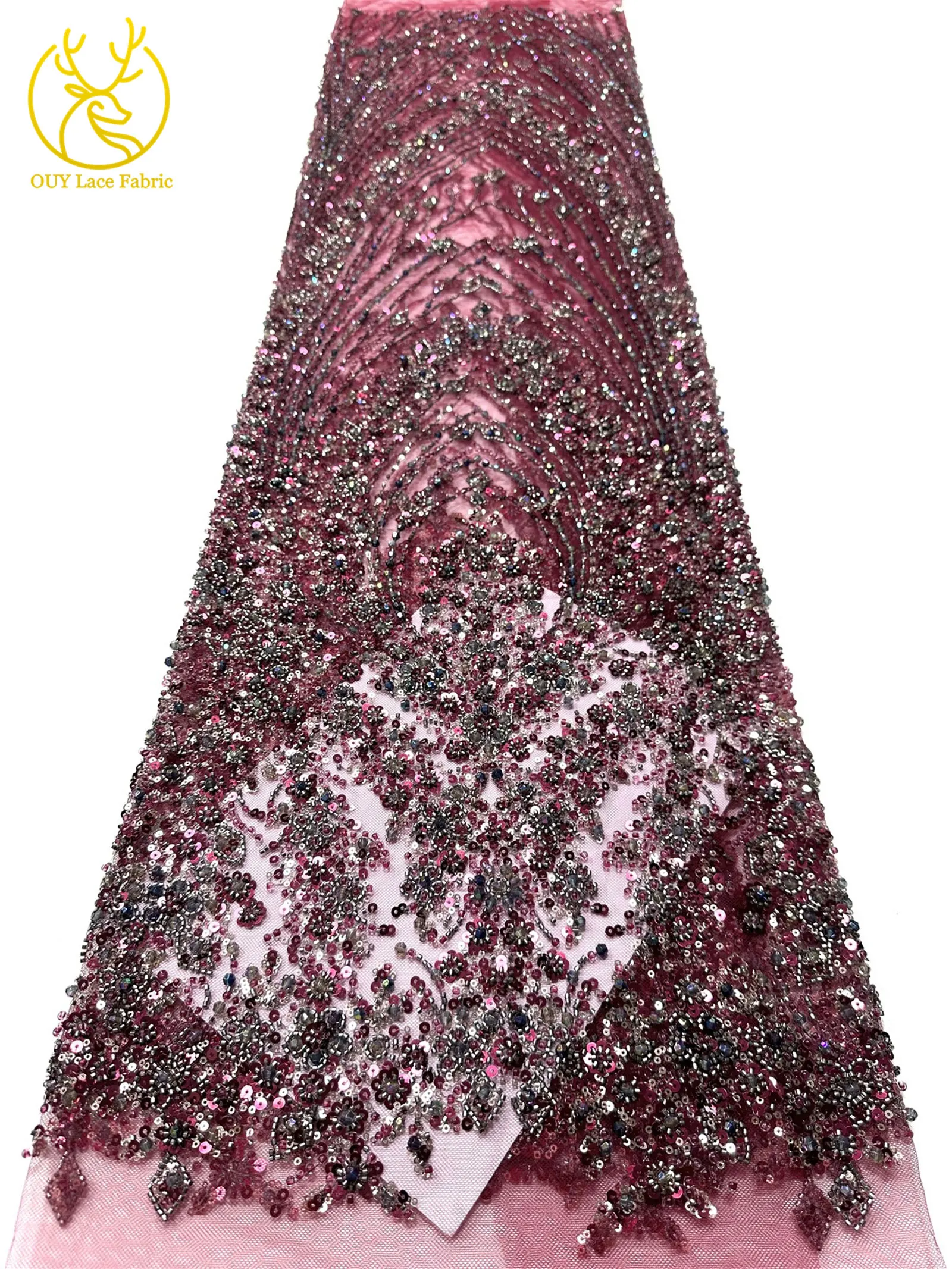 Schwarzer Luxuriöser Afrikanischer Handgefertigter Schwer Perlenverzierter Pailletten-Spitzenstoff 5 Yards Luxuriöser Französischer Tüll-Spitzenstoff für Partykleider – Detail 31