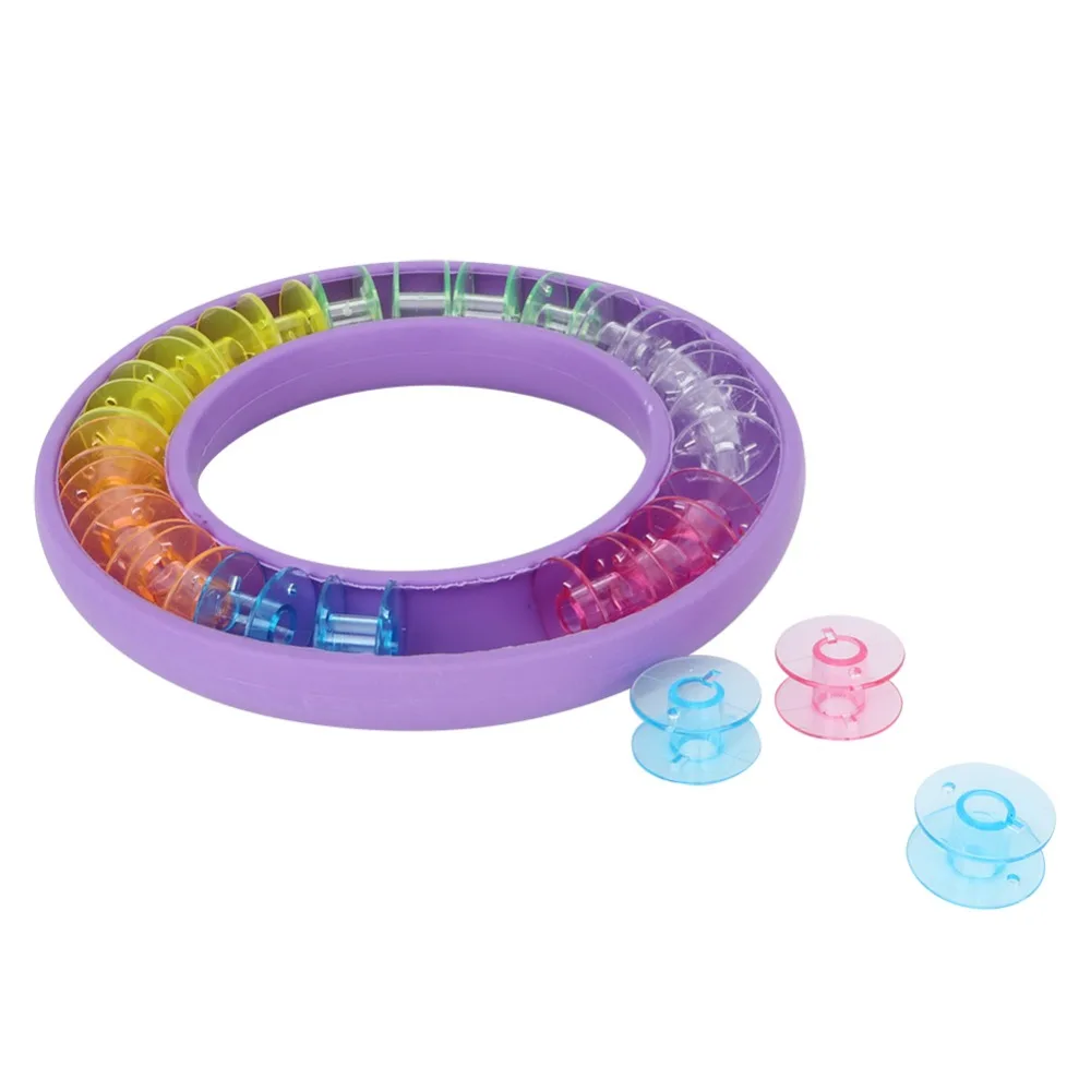 Round Shape Silicone Bobbin Storage Box Reusable Silicone Bobbin Organizer Portable Design 24PCS Capacity Bobbin Holder