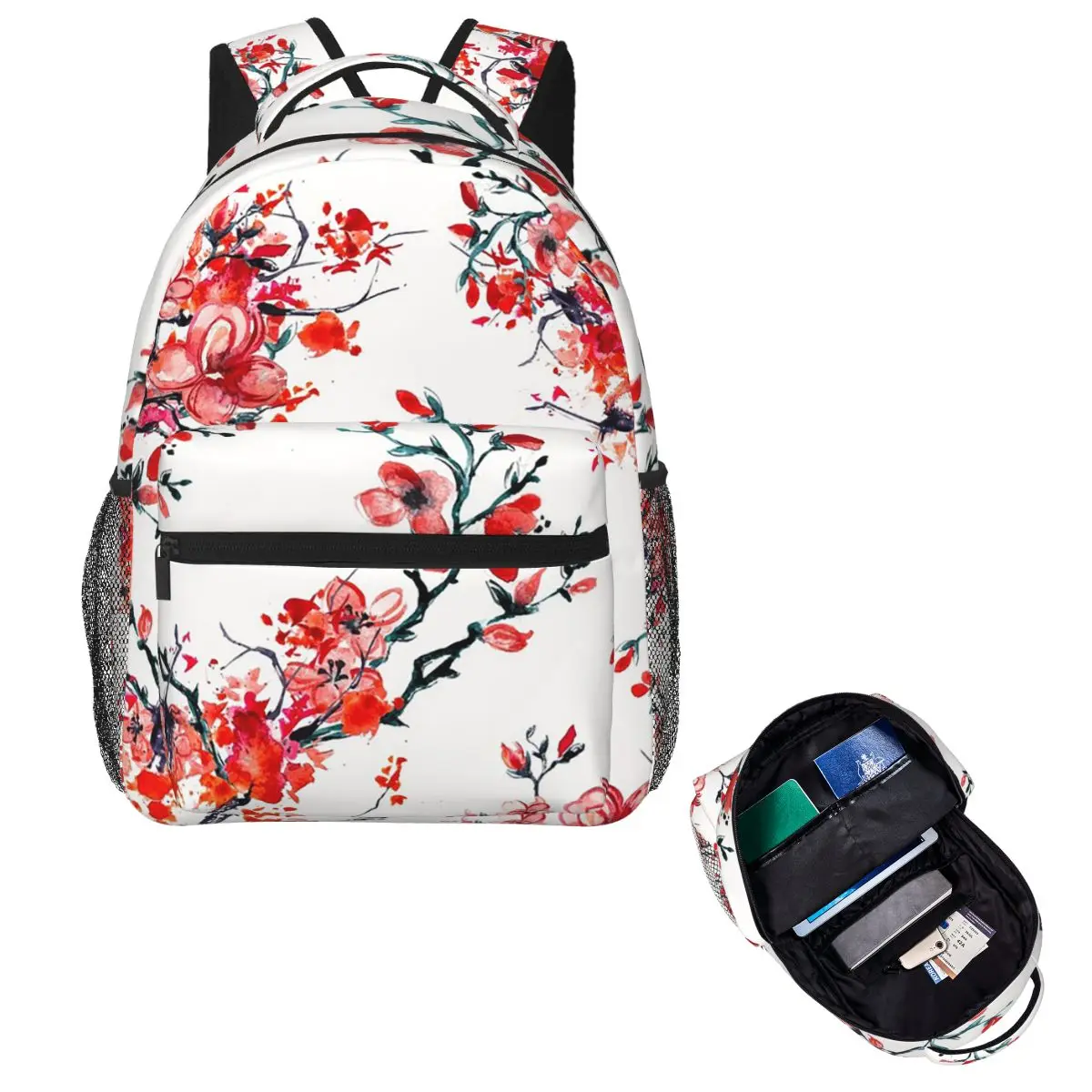 Sakura Cherry Blossom Japanese Student Backpack School Bag Hiking Travel Daypack for Men Women Fashion Bookbag Shoulder Bags