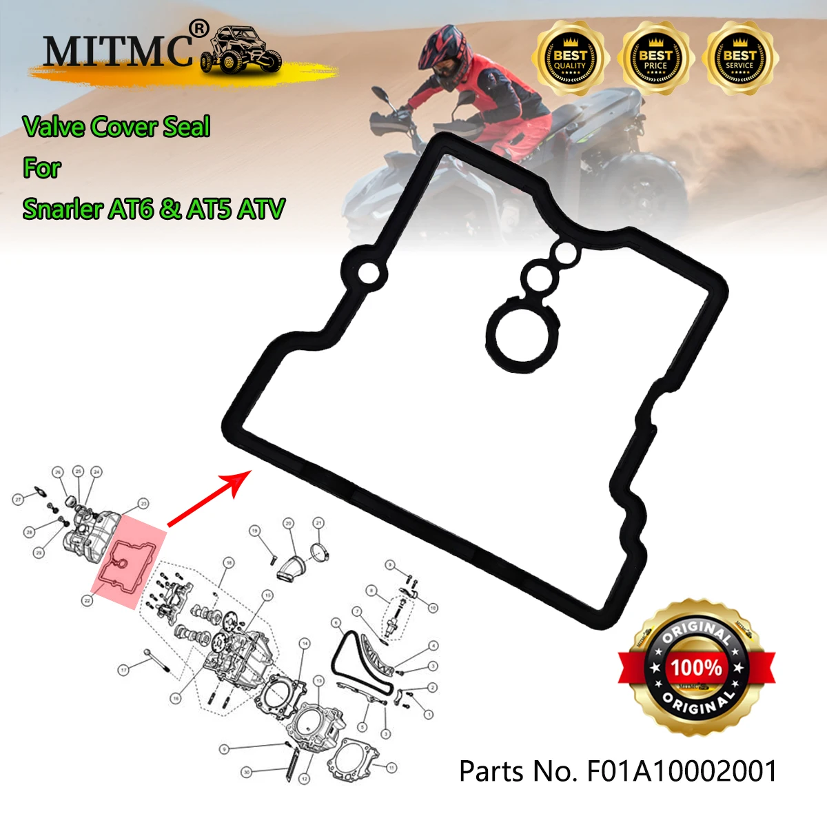 

Valve Cover Seal For SGW Snarler AT6 & AT5 ATV F01A10002001