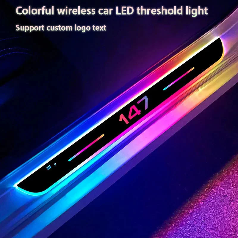 2/4Pcs For Alfa Romeo 147 Car Accessories Car door Sill light logo Projector lamp Power Moving LED Welcome Pedal light