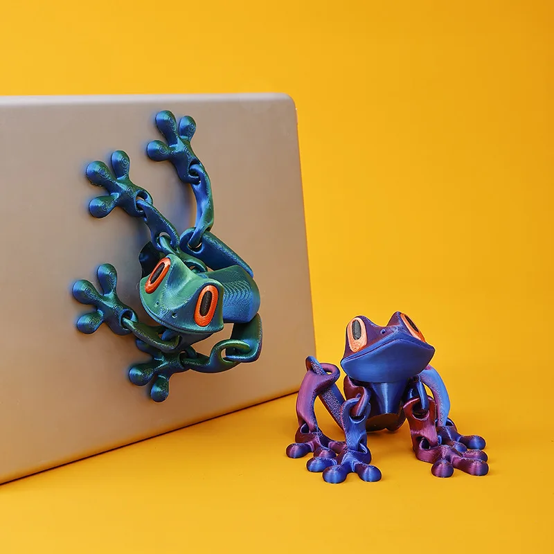 3D Printed Magnetic Frog Fridge Sticker Movable Joints Wall Decor Blackboard Note Holder Lizard Appearance