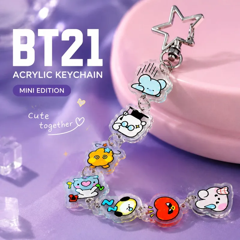 BT21 Cooky RJ Mang Chimmy Tata Cute Cartoon Creative Accessories Car Keychain Backpack Pendant