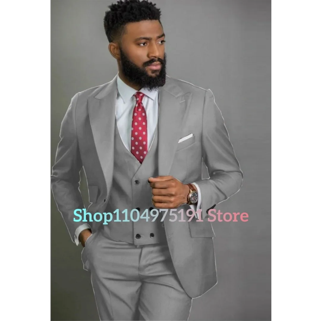 New fashion Costume Slim Fit Business Men Suits Slim Fit Formal Groom Tuxedos for Wedding Suits Jacket Pant Vest 3 Pieces
