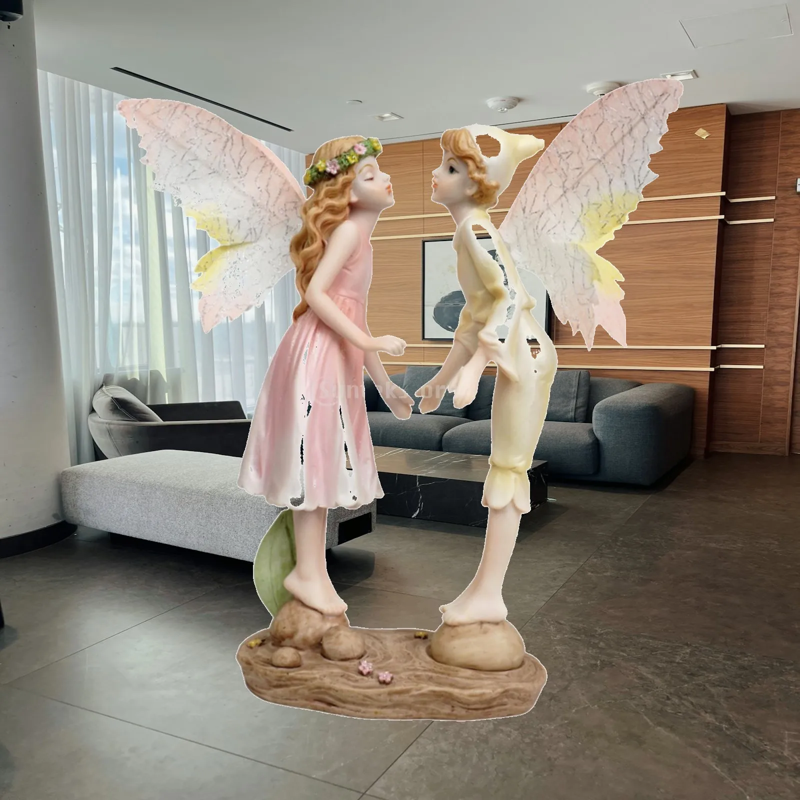 Kissing Couple Angels Sculpture Artwork Table Centerpieces Craft Remember Beautiful Moment Ornament for Valentine's Day Gift