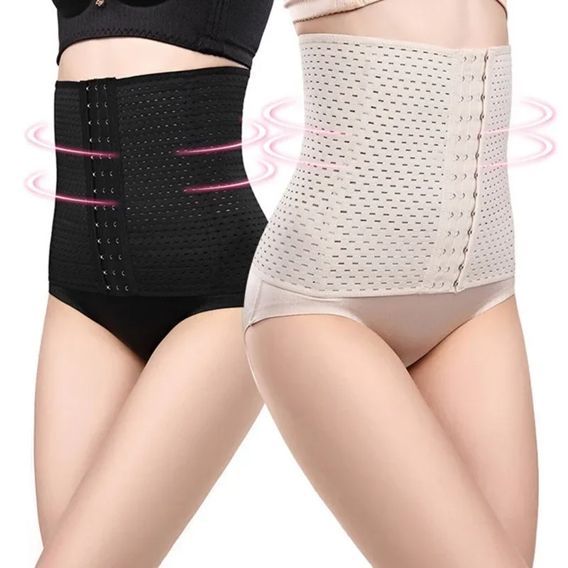 Three Row Buckle Breathable Hollow Out Women's Corset Put Away Abdomen Appearing Thin   Comfortable Soft Ladies' Waist Cinching