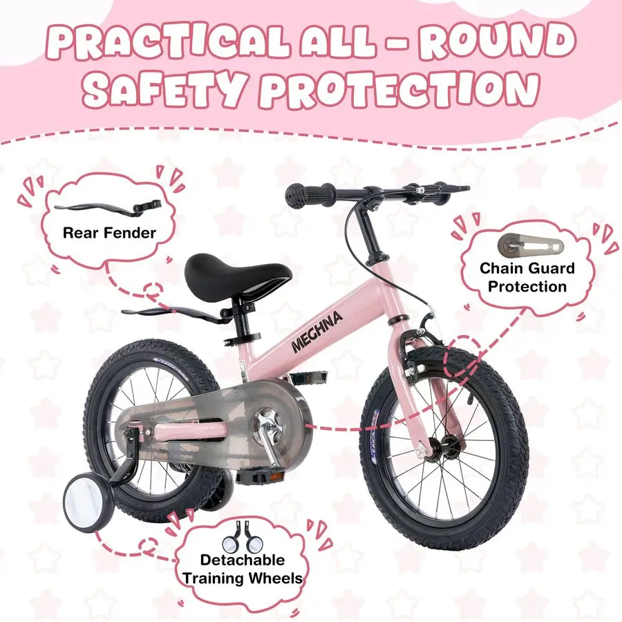 จักรยานทรงตัวสำหรับเด็กเล็ก 2 in 1 พร้อมล้อช่วยถอดได้ ขนาด 14 นิ้ว สำหรับเด็กอายุ 3-7 ปี พร้อมเบาะนั่งและแฮนด์จับปรับระดับได้