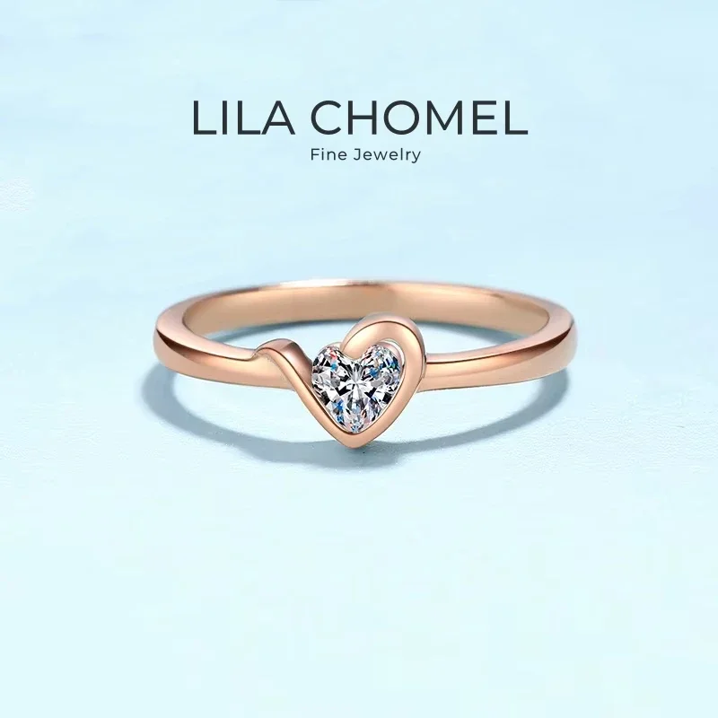 Lover Valentine's Day Fine Jewelry Girl Friend 18K Rose Gold Rings 0.3CT Moissanite Diamond Engagement Party Women Wedding Bands