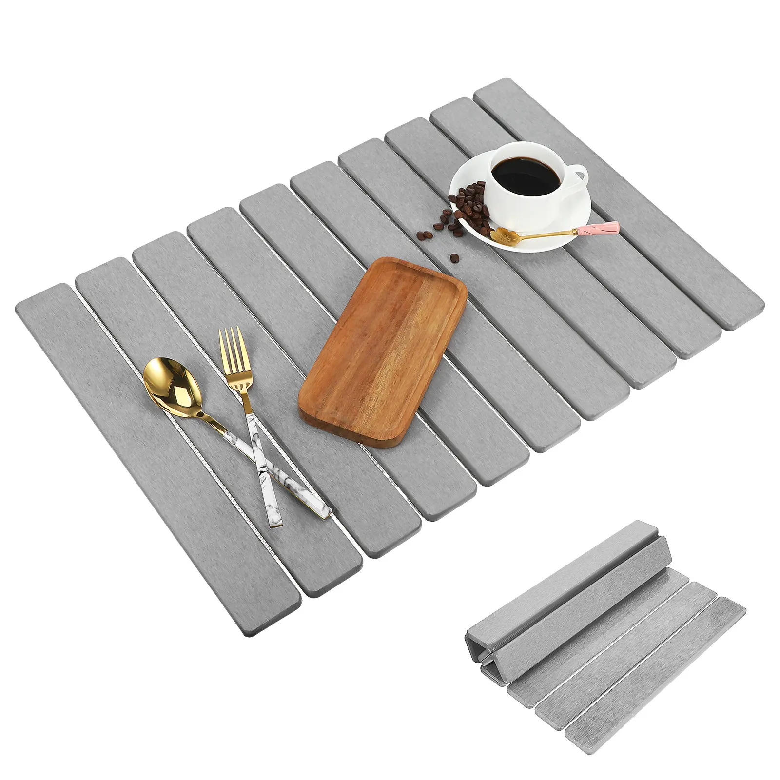 Stone Dish Drying Mat Large Size Foldable Water Absorbent Diatomaceous Drying Mat for Sink Countertop Fast Dry