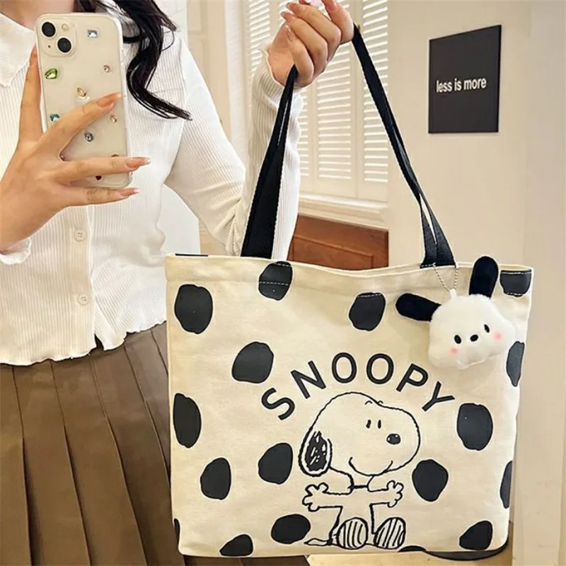 Snoopy Kawaii Canvas Bag Large Capacity Handbag Snoopy Cartoon Printed Shoulder Bag for Women Crossbody Gifts for Girls