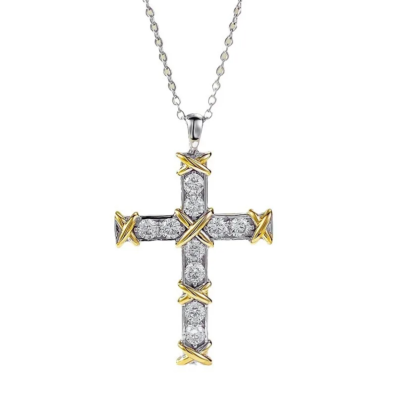 2024 European and American S925 Sterling Silver Necklace Women's High Carbon Diamond Simple and Fashionable Style