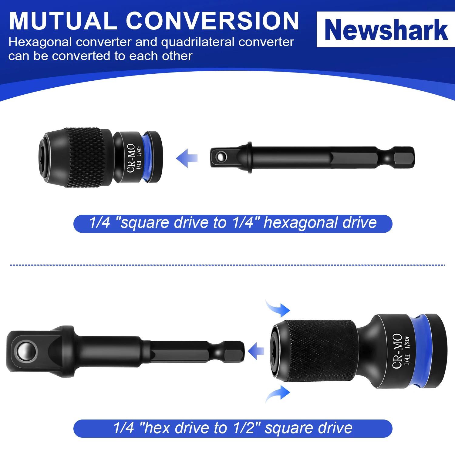 CR-MO Quick-Release Socket Adapter Set, Hexagonal Handle Converter, Impact Stage Drill Bit Holder for Impact Wrenches