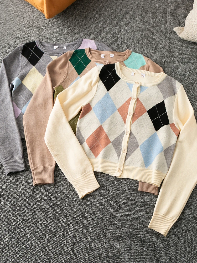 

Весенне-осенний корейский вязаный кардиган из хлопковой смеси с круглым вырезом и одной пуговицей, удлиненный, для активного образа жизни