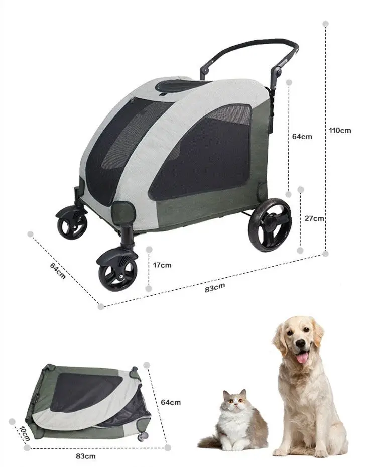 Wholesale Hot Selling OEM/ODM Large Dog Pet Carrier Pet Stroller Fashionable Strong Bicycle Trailer Pet Trailer CWW Luxury 1pcs