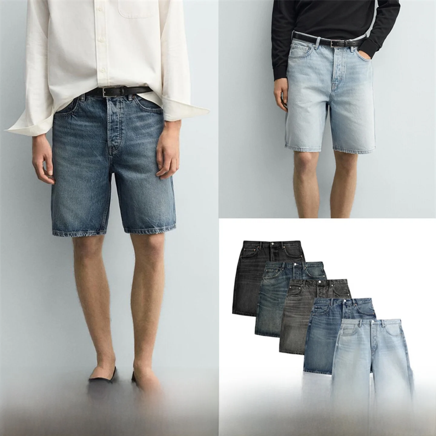 

Spring Summer New Men's Fashion mid Waist Short Straight Leg Cotton Denim Casual Shorts Washed Jeans Youth Popular Workwear