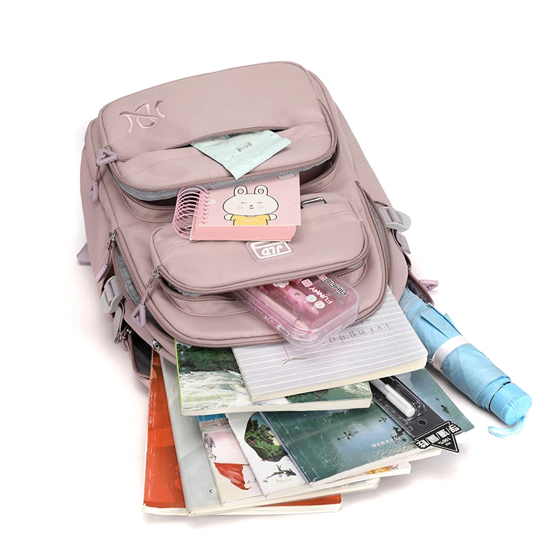 Large-Capacity Unisex Student Backpack Durable Nylon Casual Backpack Multi-Compartment Travel Backpack Daily Commuter Backpack