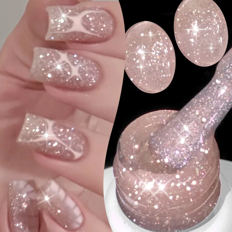 BORN PRETTY Galactic Pink Gel Polish Reflective Glitter 10ml Sparking Glitter Ultra Shine Soak Off UV/LED Nail Art Manicure