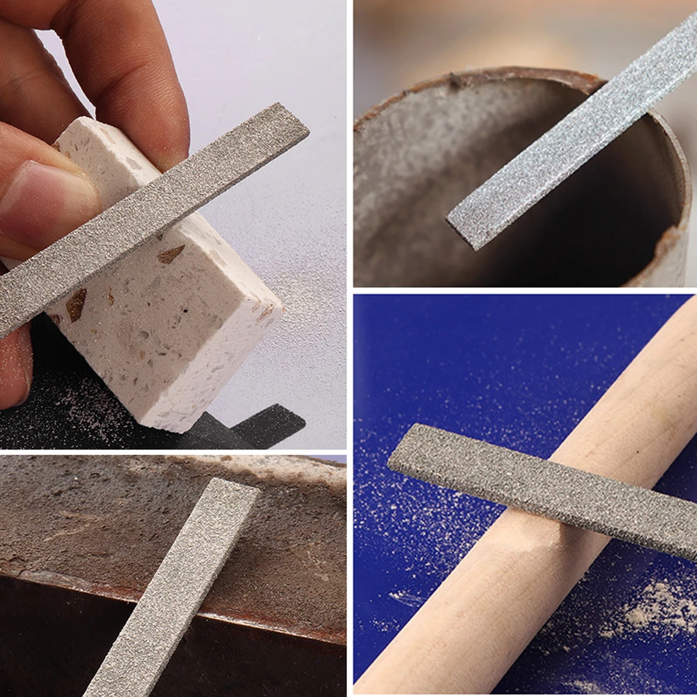 مجموعة ملفات الماس مقبض بلاستيكي حجر معدني طحن ملف إبرة الماس المسطح لتقوم بها بنفسك ملف عرموش الخشب إبرة أدوات تلميع المجوهرات #2