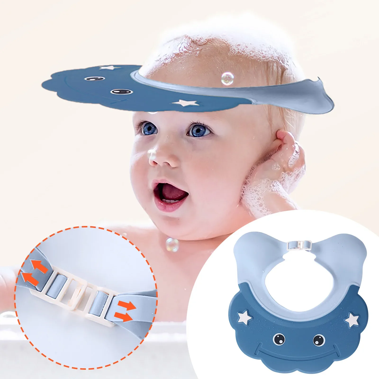 Adjustable Baby Shower Cap Children Safe Bath Bathing Shampoo Caps Wash Hair Elastic Shield for Kids Protective Bath Accessories