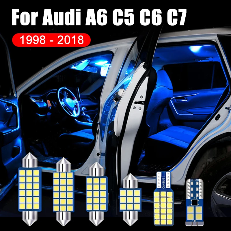 

For Audi A6 C5 C6 C7 S6 RS6 Sedan Avant 12V LED Car Dome Reading Lights Vanity Mirror Bulbs Glove Box Trunk Lamps Accessories